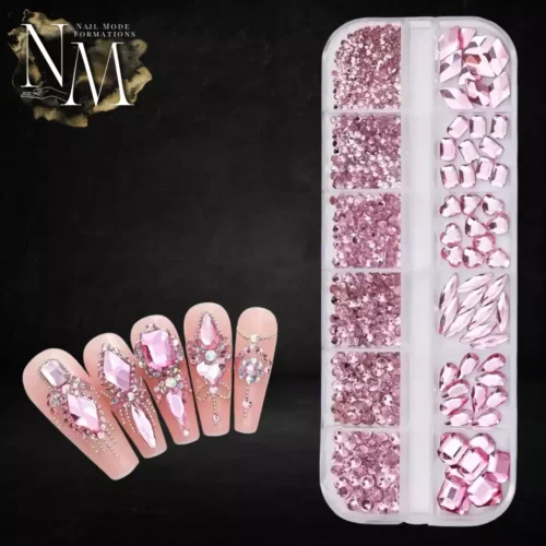 boite 12 strass rose