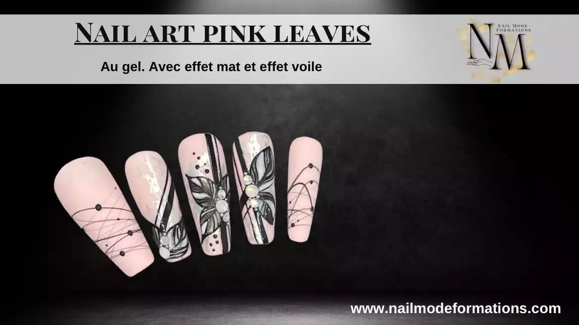 13. Nail art Pink Leaves